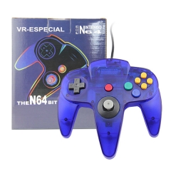 （out of stocks)N64 Wired Joypad with Color Box  transparent blue