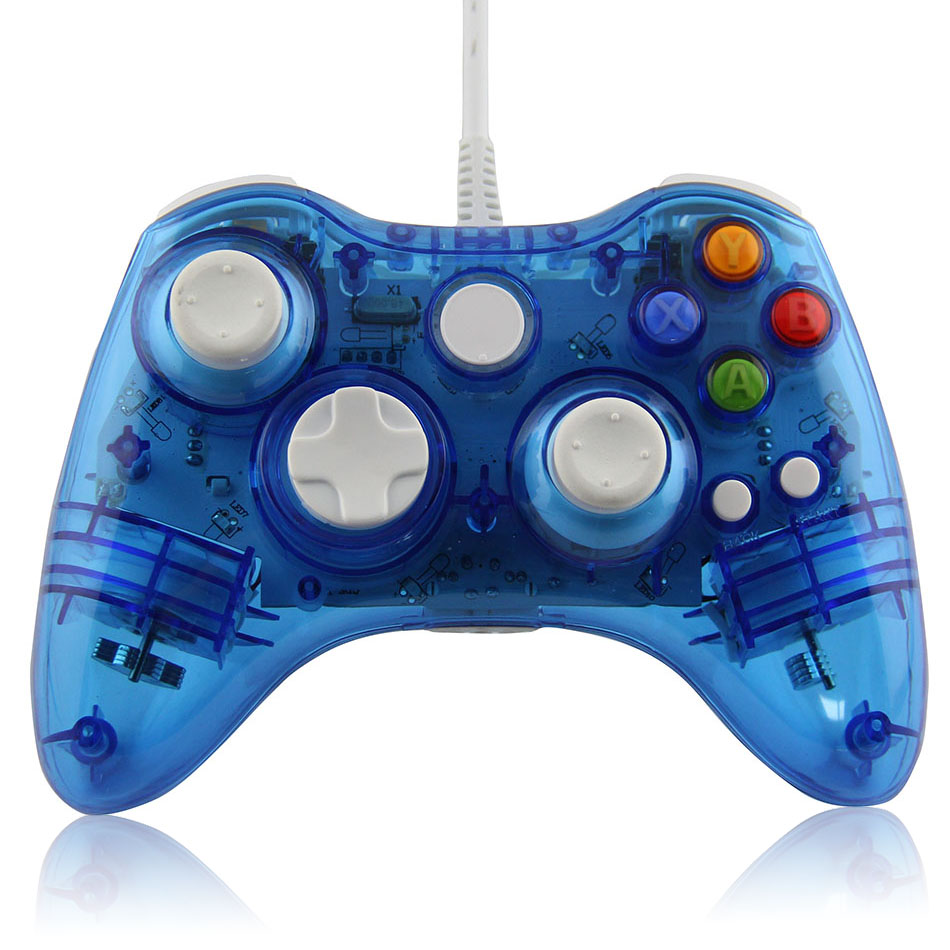 Crystal Color Wired Game Controller Joypad With LED for Xbox 360 PP Packing