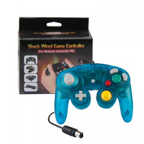 Wired Controller for Nintendo GameCube GC and Wii Console Classic Joypad (Crystal light blue)