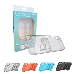 Clear Protective Crystal Case with Bracket For Nintendo Switch OLED Accessories Hard Shell Cover 100% Transparent Split Design Mix color